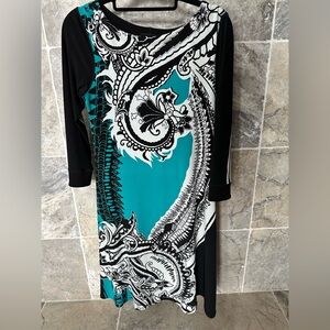 EVA VARRO Ladies Women’s Size Extra Small Black Turquoise & White Patter…